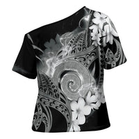 Piko Hawaiian Cross Shoulder Shirt Monochrome Galaxy Spiral Plumeria Tribal Patterns DT05 - Polynesian Pride