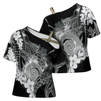 Piko Hawaiian Cross Shoulder Shirt Monochrome Galaxy Spiral Plumeria Tribal Patterns DT05 - Polynesian Pride