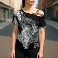 Piko Hawaiian Cross Shoulder Shirt Monochrome Galaxy Spiral Plumeria Tribal Patterns DT05 - Polynesian Pride