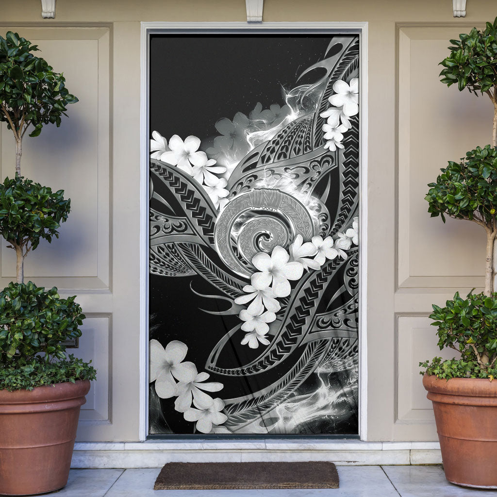 Piko Hawaiian Door Cover Monochrome Galaxy Spiral Plumeria Tribal Patterns DT05 Black - Polynesian Pride