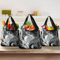 Piko Hawaiian Grocery Bag Monochrome Galaxy Spiral Plumeria Tribal Patterns DT05 3-pack One Size Black - Polynesian Pride