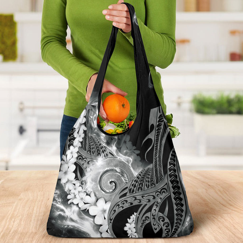 Piko Hawaiian Grocery Bag Monochrome Galaxy Spiral Plumeria Tribal Patterns DT05 - Polynesian Pride