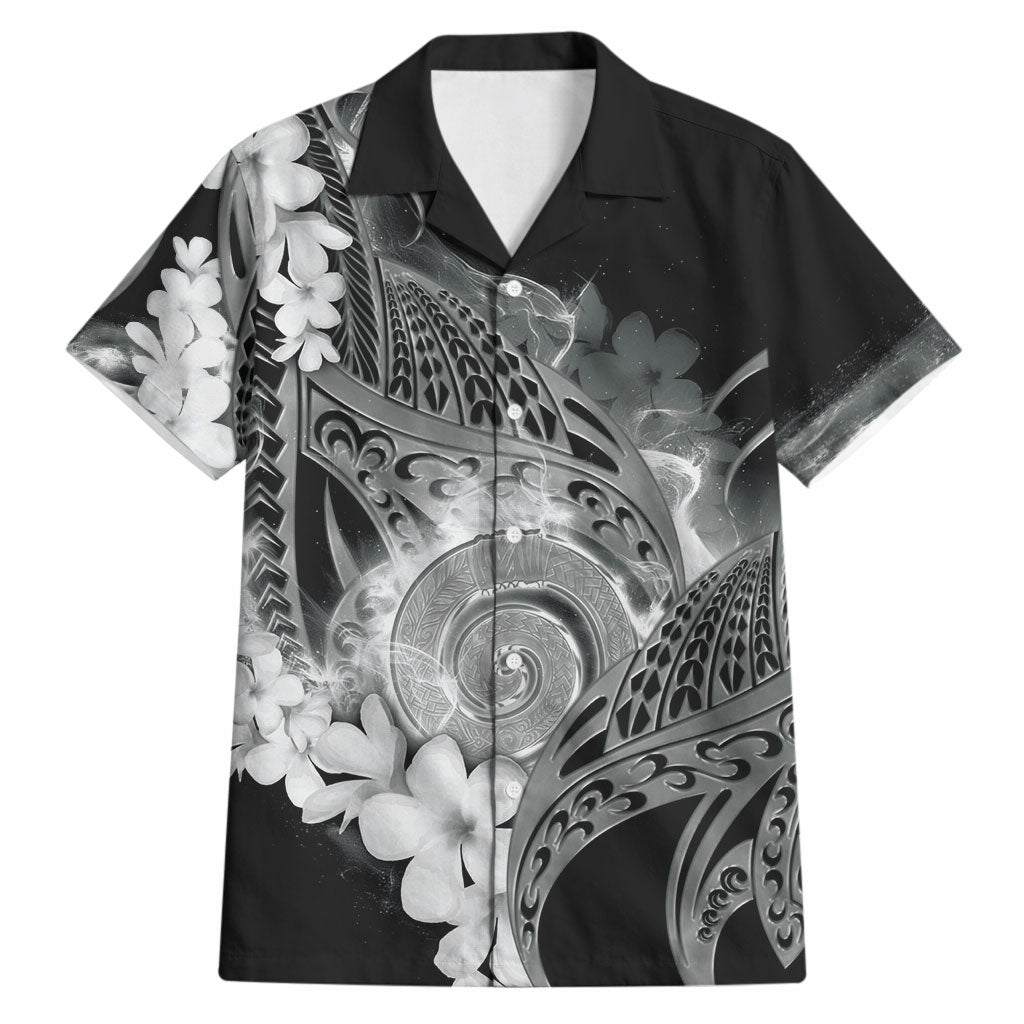 Piko Hawaiian Hawaiian Shirt Monochrome Galaxy Spiral Plumeria Tribal Patterns DT05 Black - Polynesian Pride