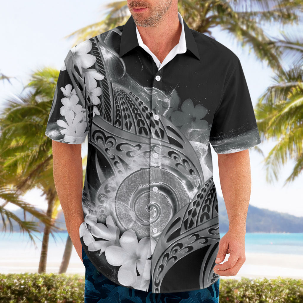 Piko Hawaiian Hawaiian Shirt Monochrome Galaxy Spiral Plumeria Tribal Patterns DT05 - Polynesian Pride
