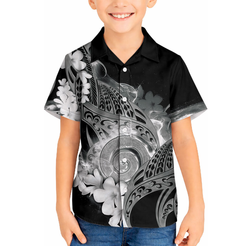 Piko Hawaiian Hawaiian Shirt Monochrome Galaxy Spiral Plumeria Tribal Patterns DT05 - Polynesian Pride