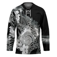 Piko Hawaiian Hockey Jersey Monochrome Galaxy Spiral Plumeria Tribal Patterns DT05 Unisex Black - Polynesian Pride