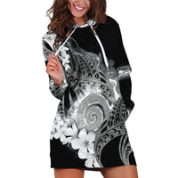 Piko Hawaiian Hoodie Dress Monochrome Galaxy Spiral Plumeria Tribal Patterns DT05 Black - Polynesian Pride