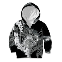 Piko Hawaiian Kid Hoodie Monochrome Galaxy Spiral Plumeria Tribal Patterns DT05 Zip Hoodie Black - Polynesian Pride