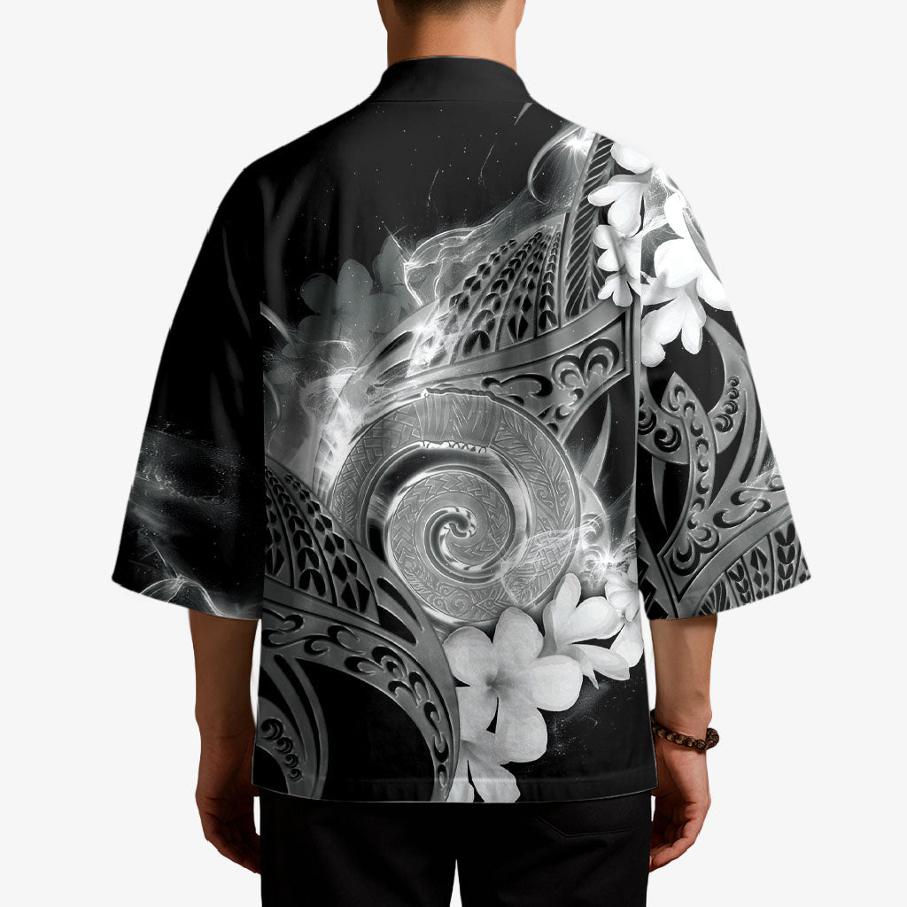 Piko Hawaiian Kimono Monochrome Galaxy Spiral Plumeria Tribal Patterns DT05 - Polynesian Pride