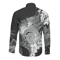 Piko Hawaiian Long Sleeve Button Shirt Monochrome Galaxy Spiral Plumeria Tribal Patterns DT05 - Polynesian Pride