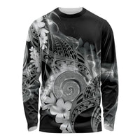 Piko Hawaiian Long Sleeve Shirt Monochrome Galaxy Spiral Plumeria Tribal Patterns DT05 Unisex Black - Polynesian Pride