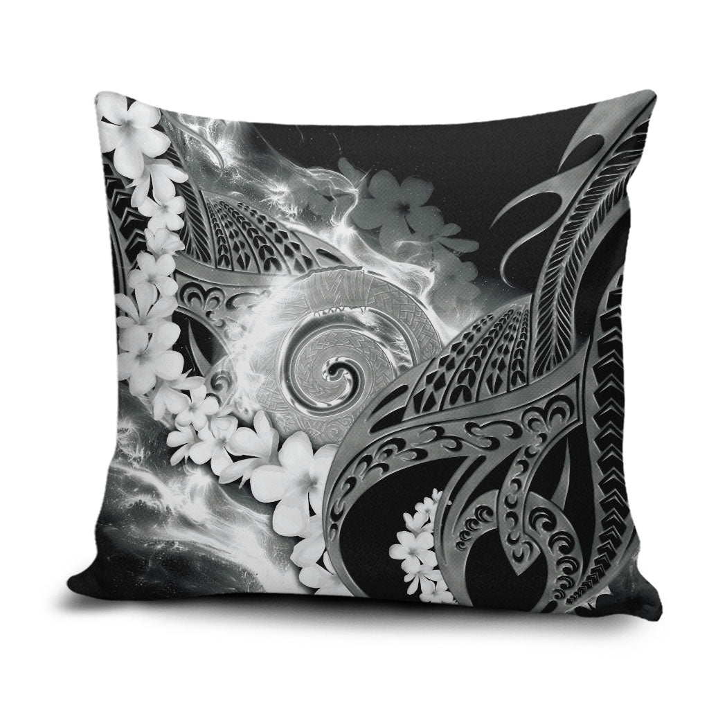 Piko Hawaiian Pillow Cover Monochrome Galaxy Spiral Plumeria Tribal Patterns DT05 Black - Polynesian Pride