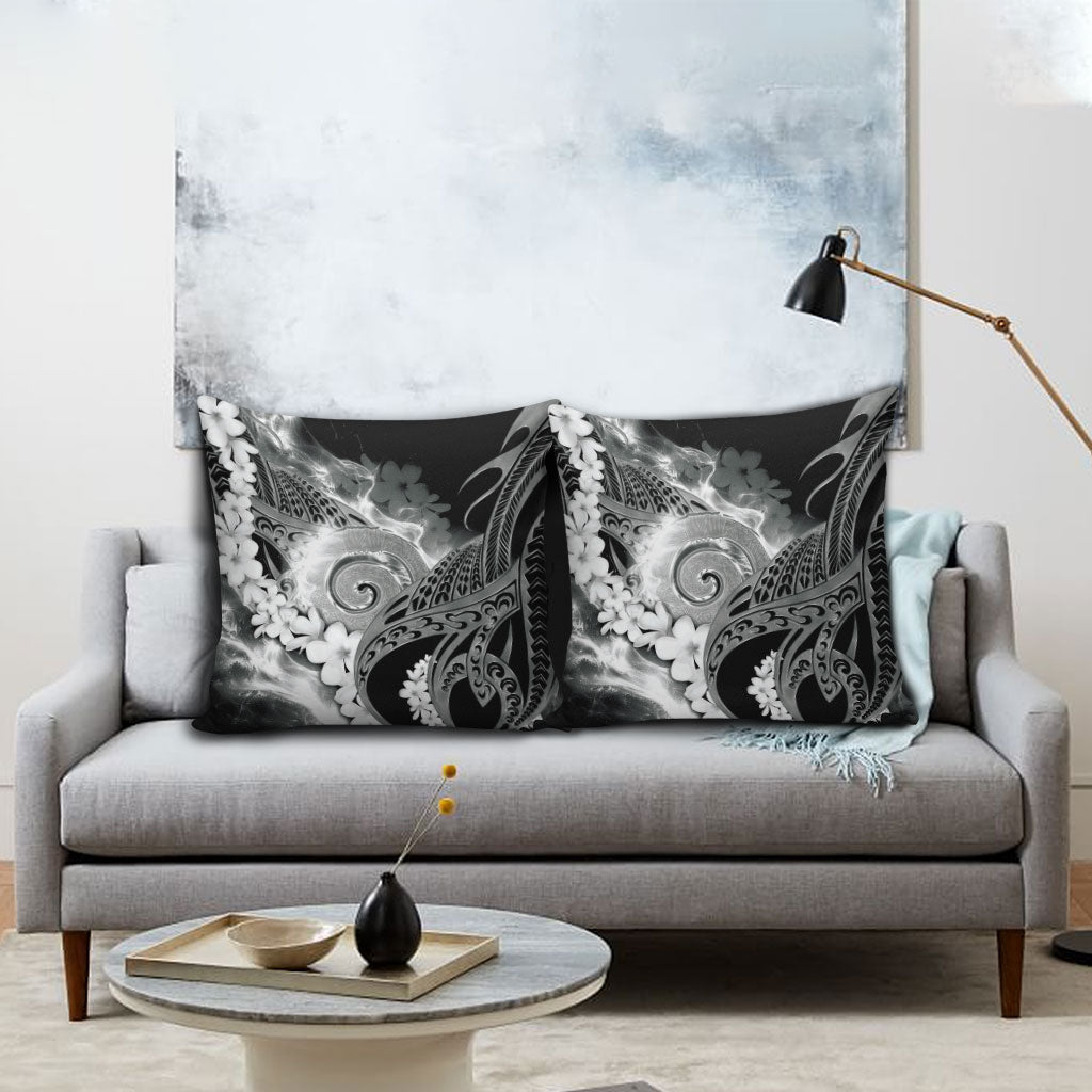 Piko Hawaiian Pillow Cover Monochrome Galaxy Spiral Plumeria Tribal Patterns DT05 - Polynesian Pride