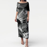 Piko Hawaiian Puletasi Monochrome Galaxy Spiral Plumeria Tribal Patterns DT05 Long Dress Black - Polynesian Pride