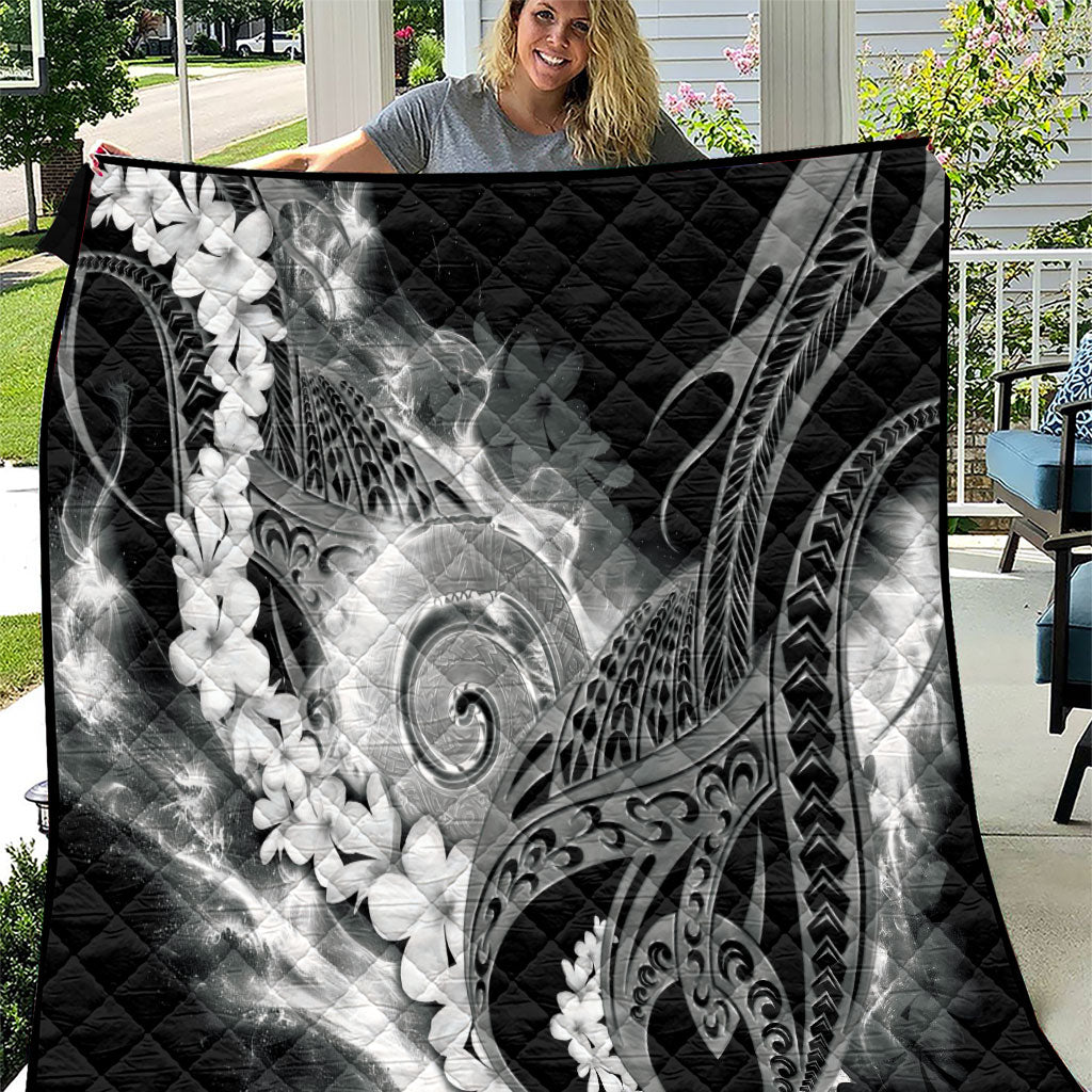 Piko Hawaiian Quilt Monochrome Galaxy Spiral Plumeria Tribal Patterns DT05 Black - Polynesian Pride