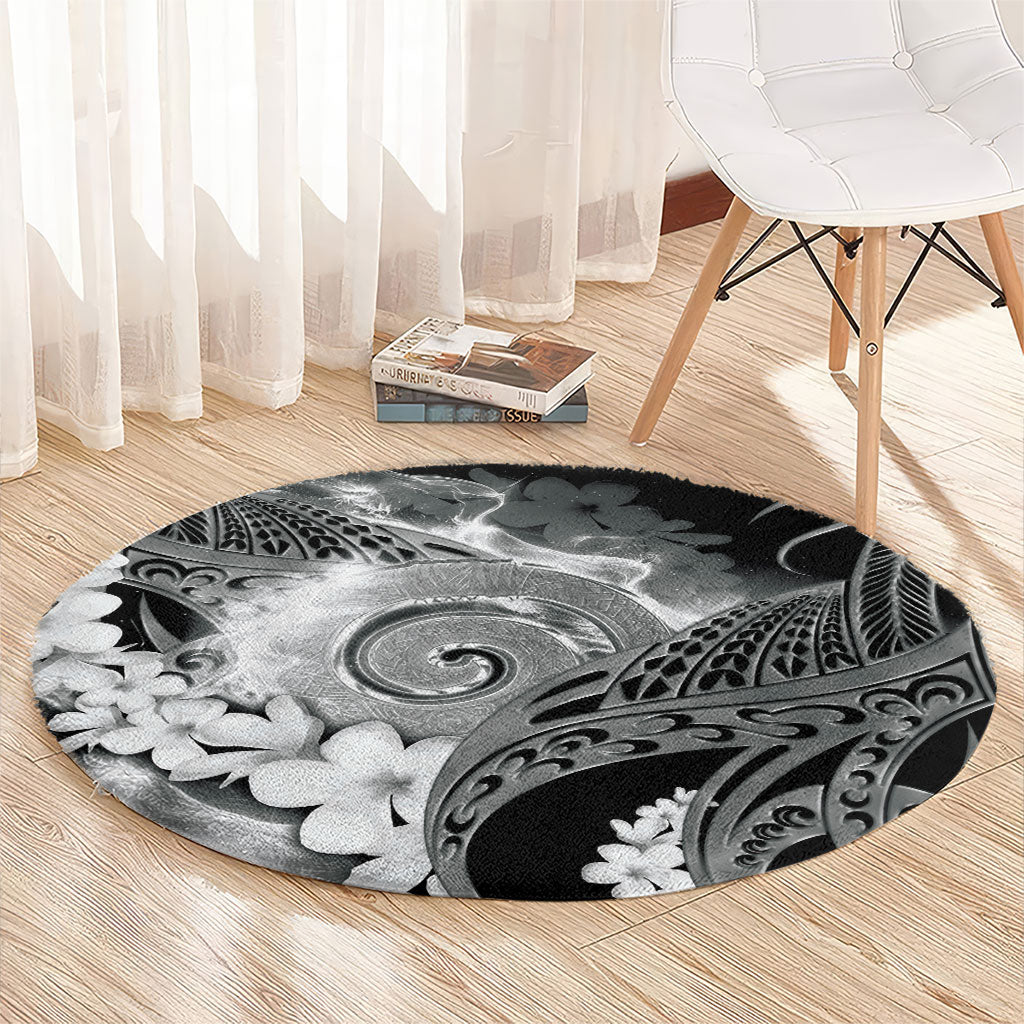Piko Hawaiian Round Carpet Monochrome Galaxy Spiral Plumeria Tribal Patterns DT05 - Polynesian Pride