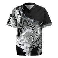Piko Hawaiian Rugby Jersey Monochrome Galaxy Spiral Plumeria Tribal Patterns DT05 Black - Polynesian Pride