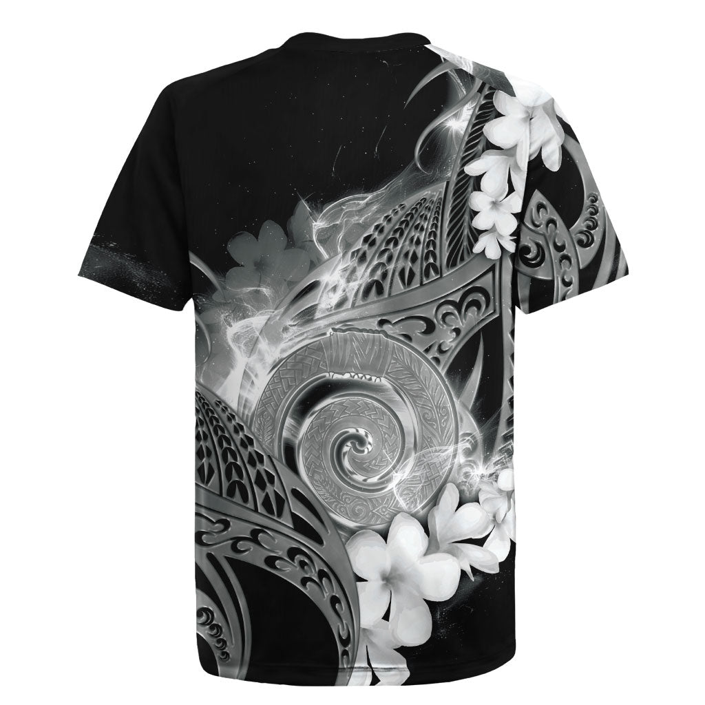 Piko Hawaiian Rugby Jersey Monochrome Galaxy Spiral Plumeria Tribal Patterns DT05 - Polynesian Pride