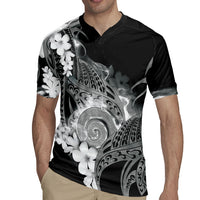Piko Hawaiian Rugby Jersey Monochrome Galaxy Spiral Plumeria Tribal Patterns DT05 - Polynesian Pride