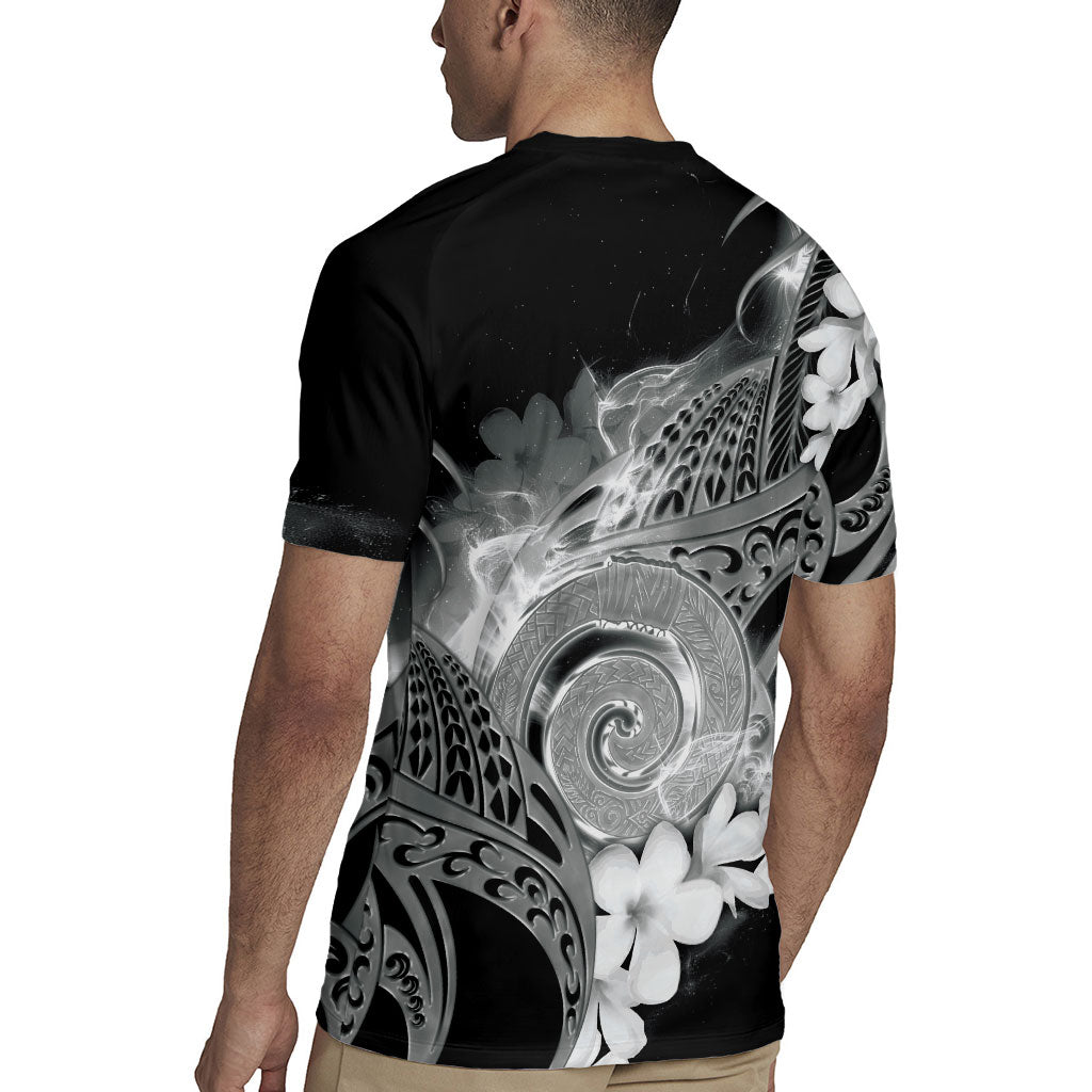 Piko Hawaiian Rugby Jersey Monochrome Galaxy Spiral Plumeria Tribal Patterns DT05 - Polynesian Pride