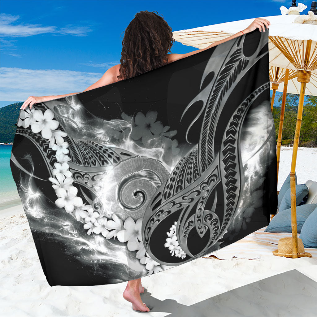 Piko Hawaiian Sarong Monochrome Galaxy Spiral Plumeria Tribal Patterns DT05 One Size 44 x 66 inches Black - Polynesian Pride