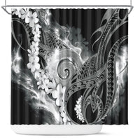 Piko Hawaiian Shower Curtain Monochrome Galaxy Spiral Plumeria Tribal Patterns DT05 Black - Polynesian Pride