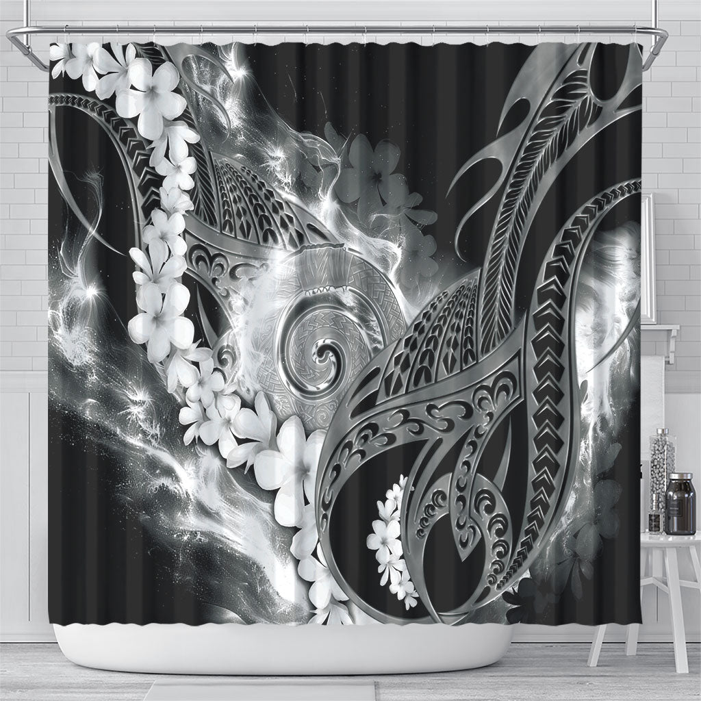 Piko Hawaiian Shower Curtain Monochrome Galaxy Spiral Plumeria Tribal Patterns DT05 - Polynesian Pride