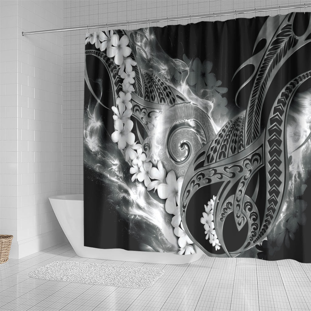 Piko Hawaiian Shower Curtain Monochrome Galaxy Spiral Plumeria Tribal Patterns DT05 - Polynesian Pride