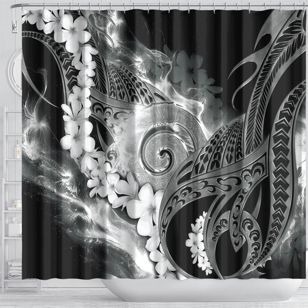 Piko Hawaiian Shower Curtain Monochrome Galaxy Spiral Plumeria Tribal Patterns DT05 - Polynesian Pride