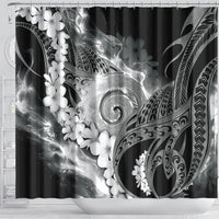 Piko Hawaiian Shower Curtain Monochrome Galaxy Spiral Plumeria Tribal Patterns DT05 - Polynesian Pride