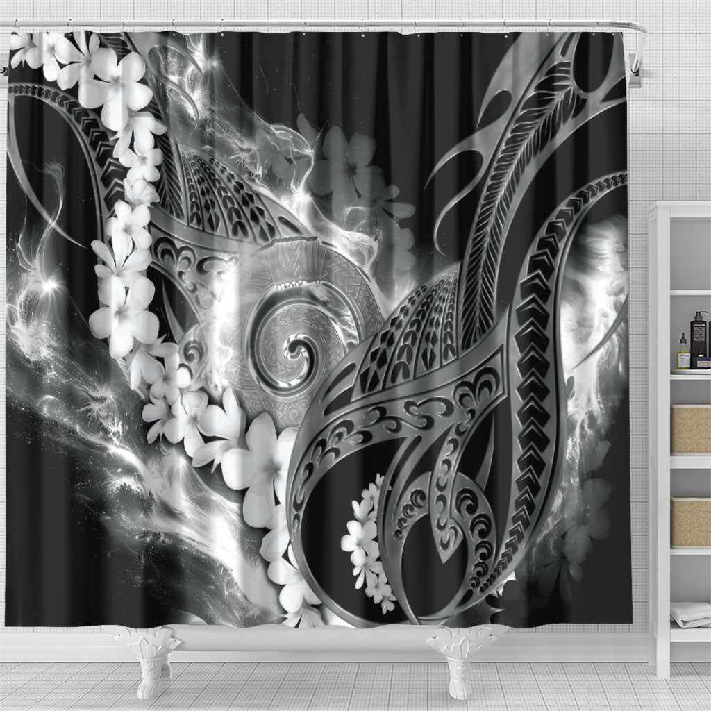 Piko Hawaiian Shower Curtain Monochrome Galaxy Spiral Plumeria Tribal Patterns DT05 - Polynesian Pride