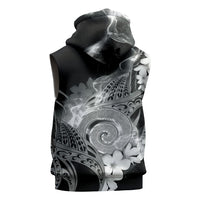 Piko Hawaiian Sleeveless Hoodie Monochrome Galaxy Spiral Plumeria Tribal Patterns DT05 - Polynesian Pride