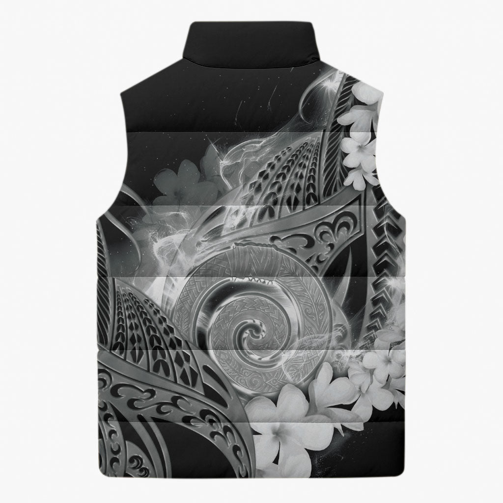 Piko Hawaiian Sleeveless Puffer Jacket Monochrome Galaxy Spiral Plumeria Tribal Patterns DT05 - Polynesian Pride