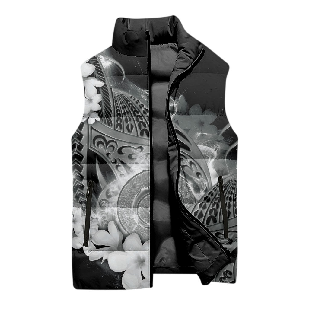 Piko Hawaiian Sleeveless Puffer Jacket Monochrome Galaxy Spiral Plumeria Tribal Patterns DT05 - Polynesian Pride