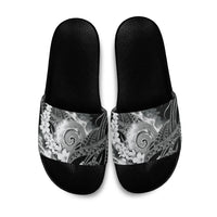Piko Hawaiian Slide Sandals Monochrome Galaxy Spiral Plumeria Tribal Patterns DT05 Black - Polynesian Pride