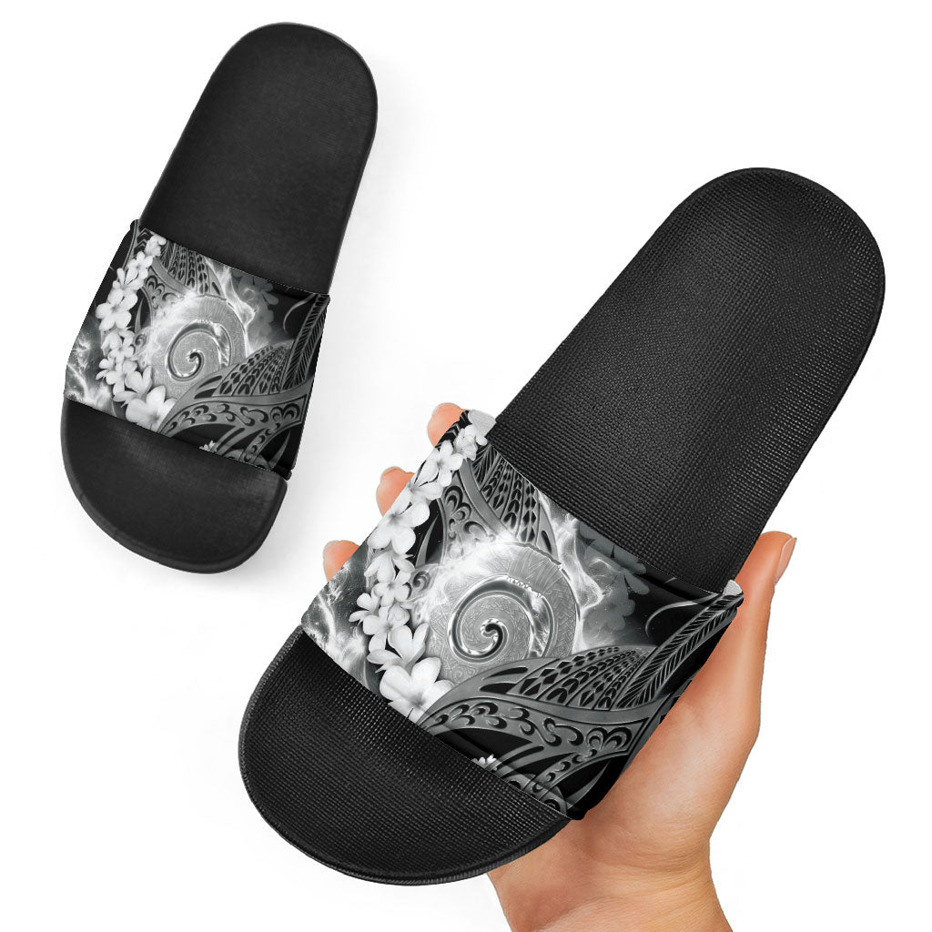 Piko Hawaiian Slide Sandals Monochrome Galaxy Spiral Plumeria Tribal Patterns DT05 - Polynesian Pride