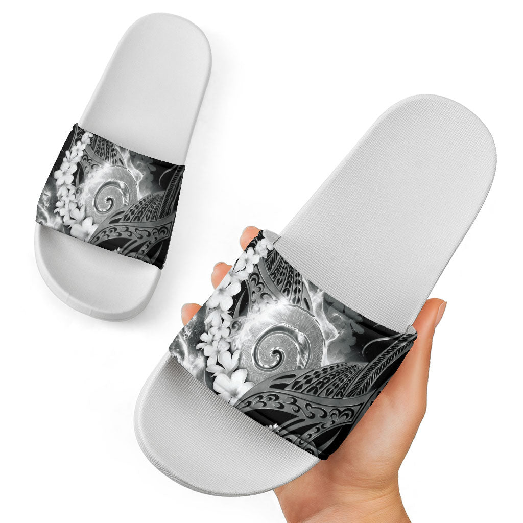 Piko Hawaiian Slide Sandals Monochrome Galaxy Spiral Plumeria Tribal Patterns DT05 - Polynesian Pride
