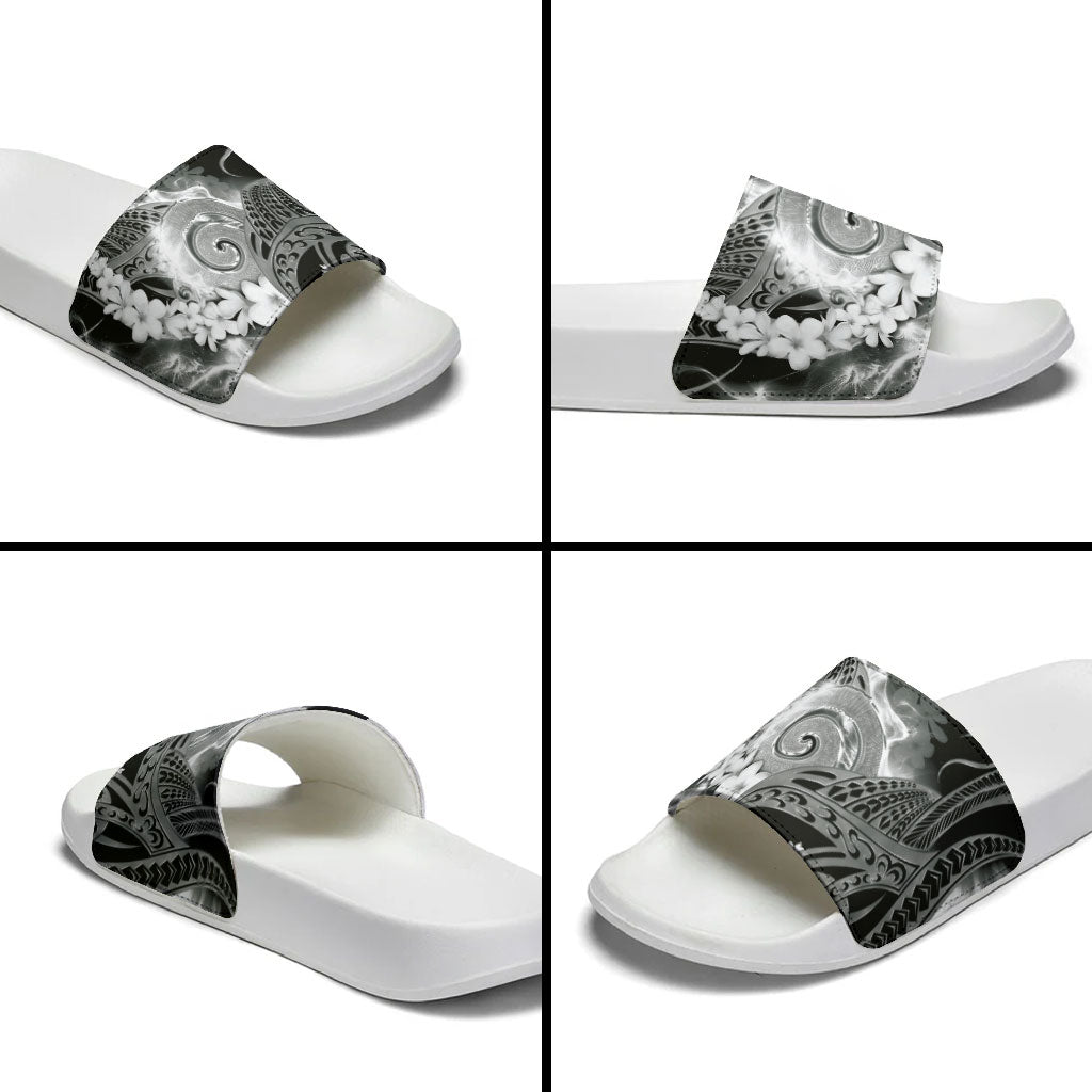 Piko Hawaiian Slide Sandals Monochrome Galaxy Spiral Plumeria Tribal Patterns DT05 - Polynesian Pride