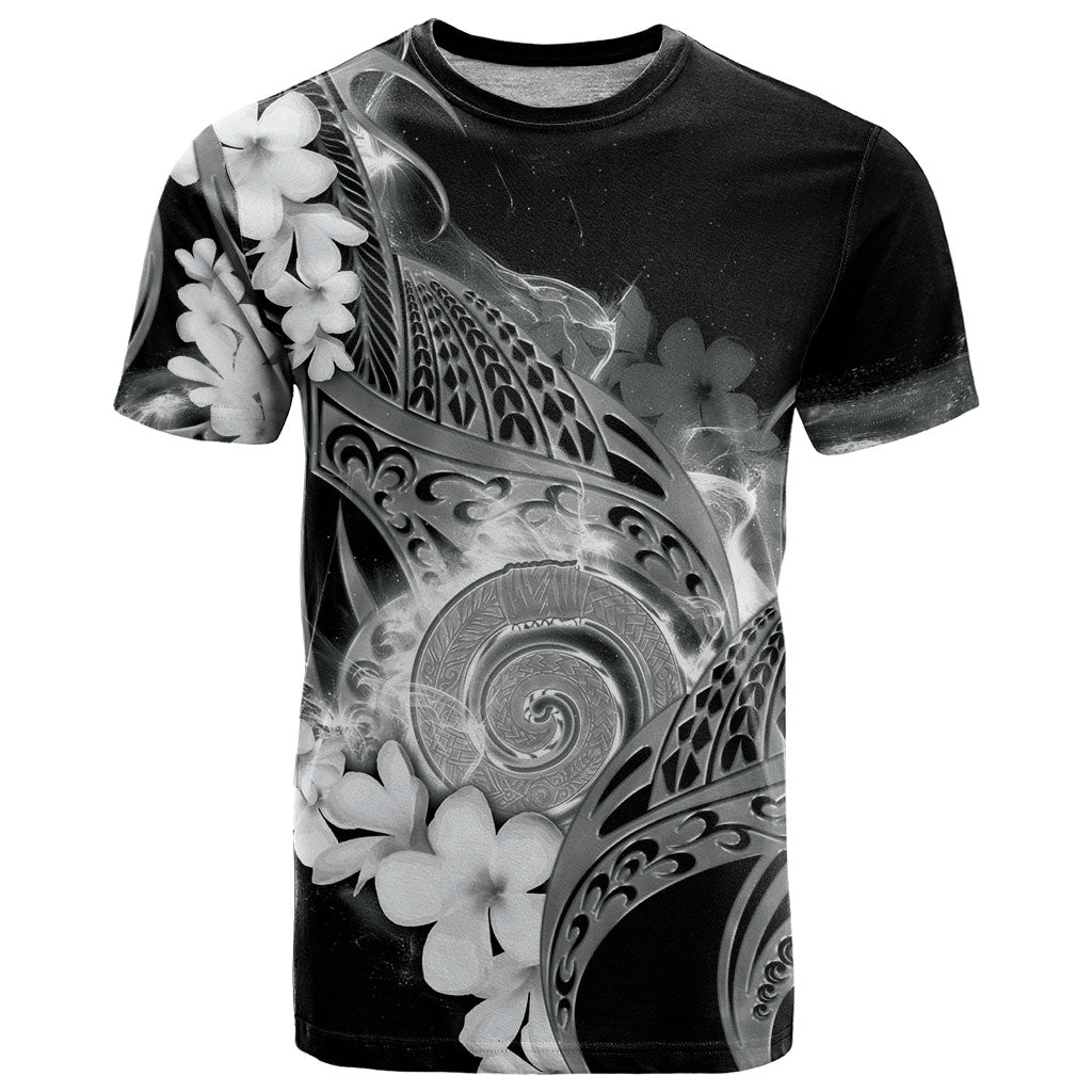 Piko Hawaiian T Shirt Monochrome Galaxy Spiral Plumeria Tribal Patterns DT05 Black - Polynesian Pride