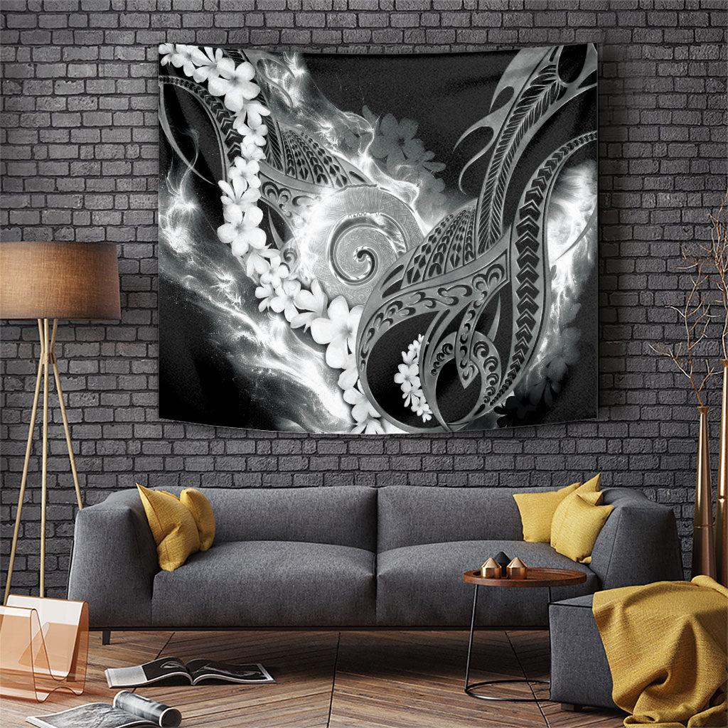 Piko Hawaiian Tapestry Monochrome Galaxy Spiral Plumeria Tribal Patterns DT05 Black - Polynesian Pride