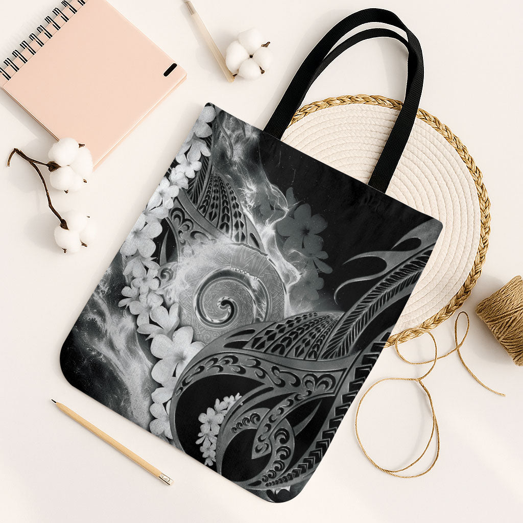 Piko Hawaiian Tote Bag Monochrome Galaxy Spiral Plumeria Tribal Patterns DT05 Black Strap One Size Black - Polynesian Pride