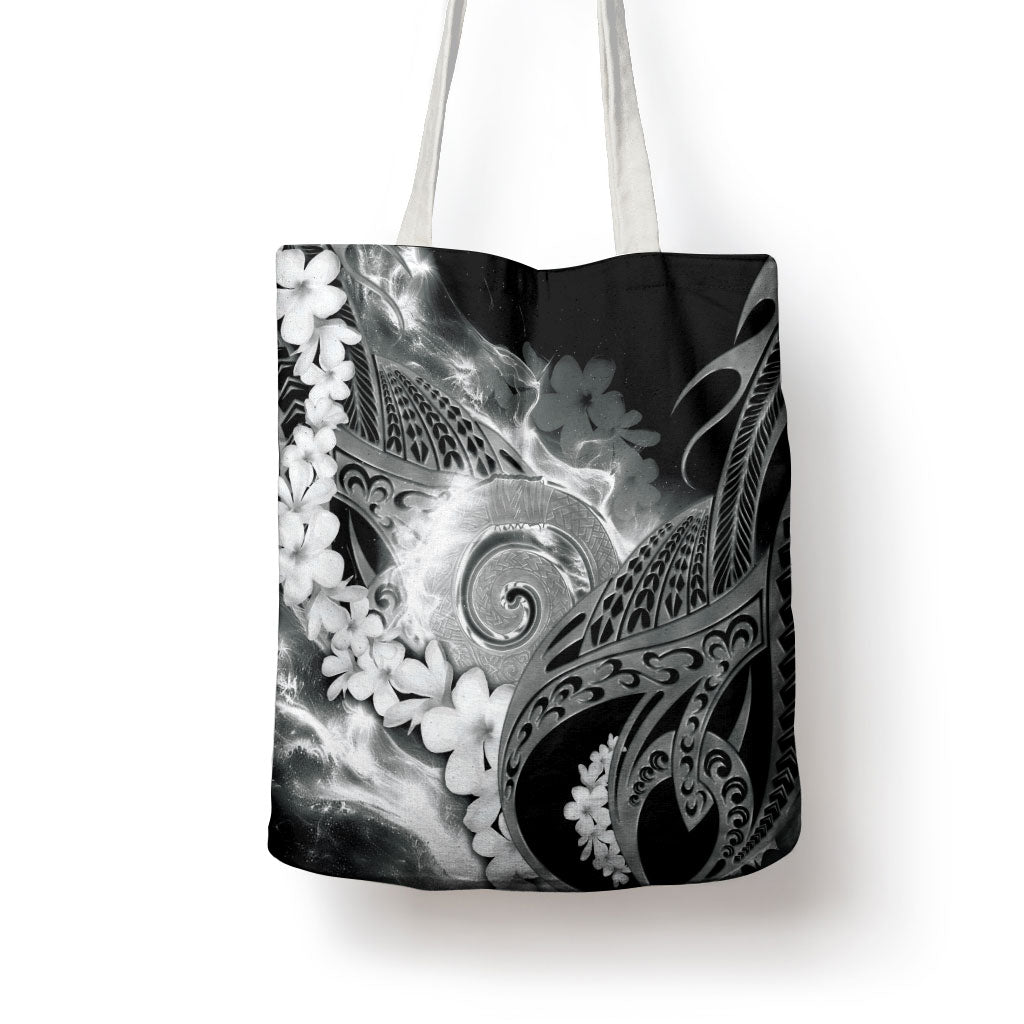 Piko Hawaiian Tote Bag Monochrome Galaxy Spiral Plumeria Tribal Patterns DT05 - Polynesian Pride