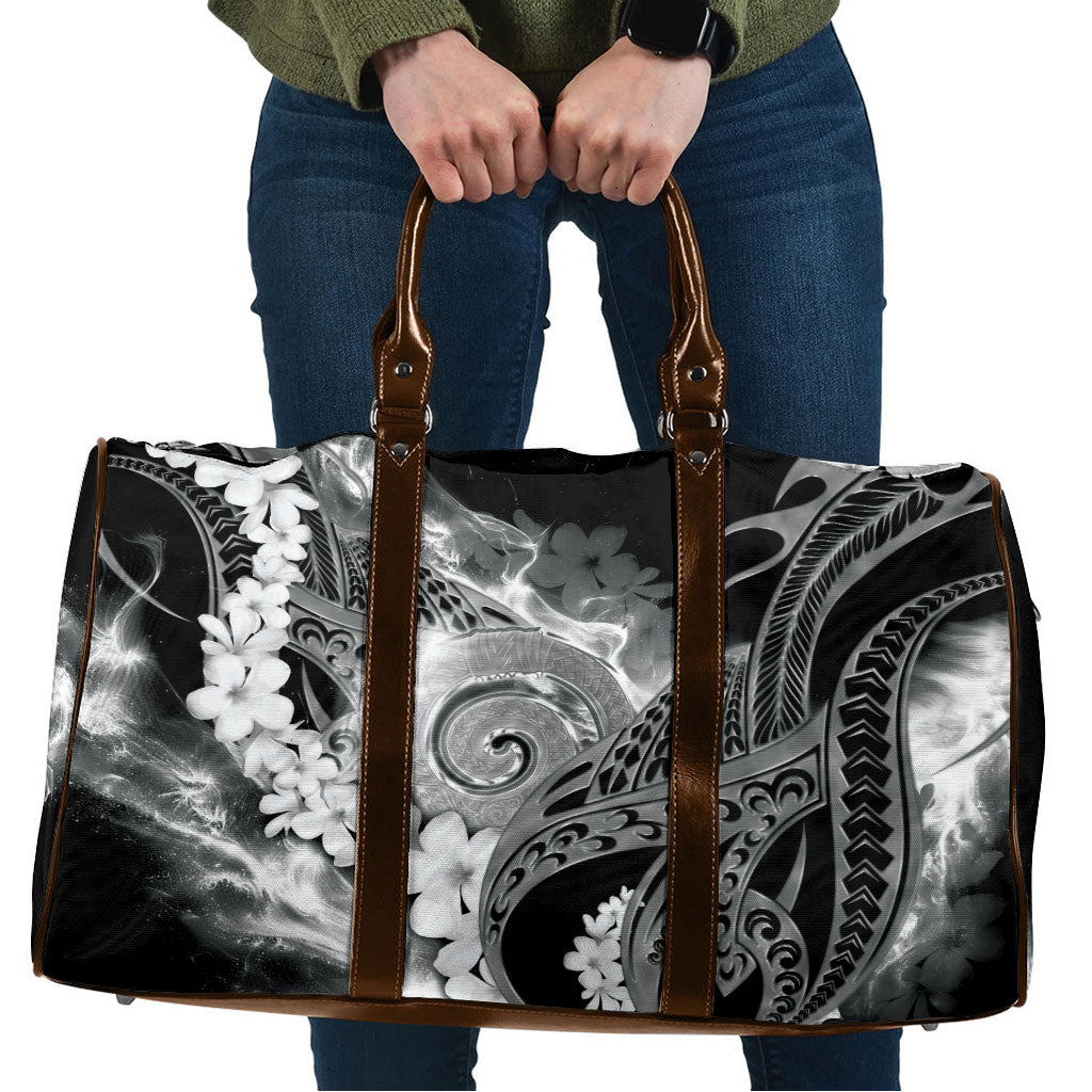 Piko Hawaiian Travel Bag Monochrome Galaxy Spiral Plumeria Tribal Patterns DT05 Black - Polynesian Pride