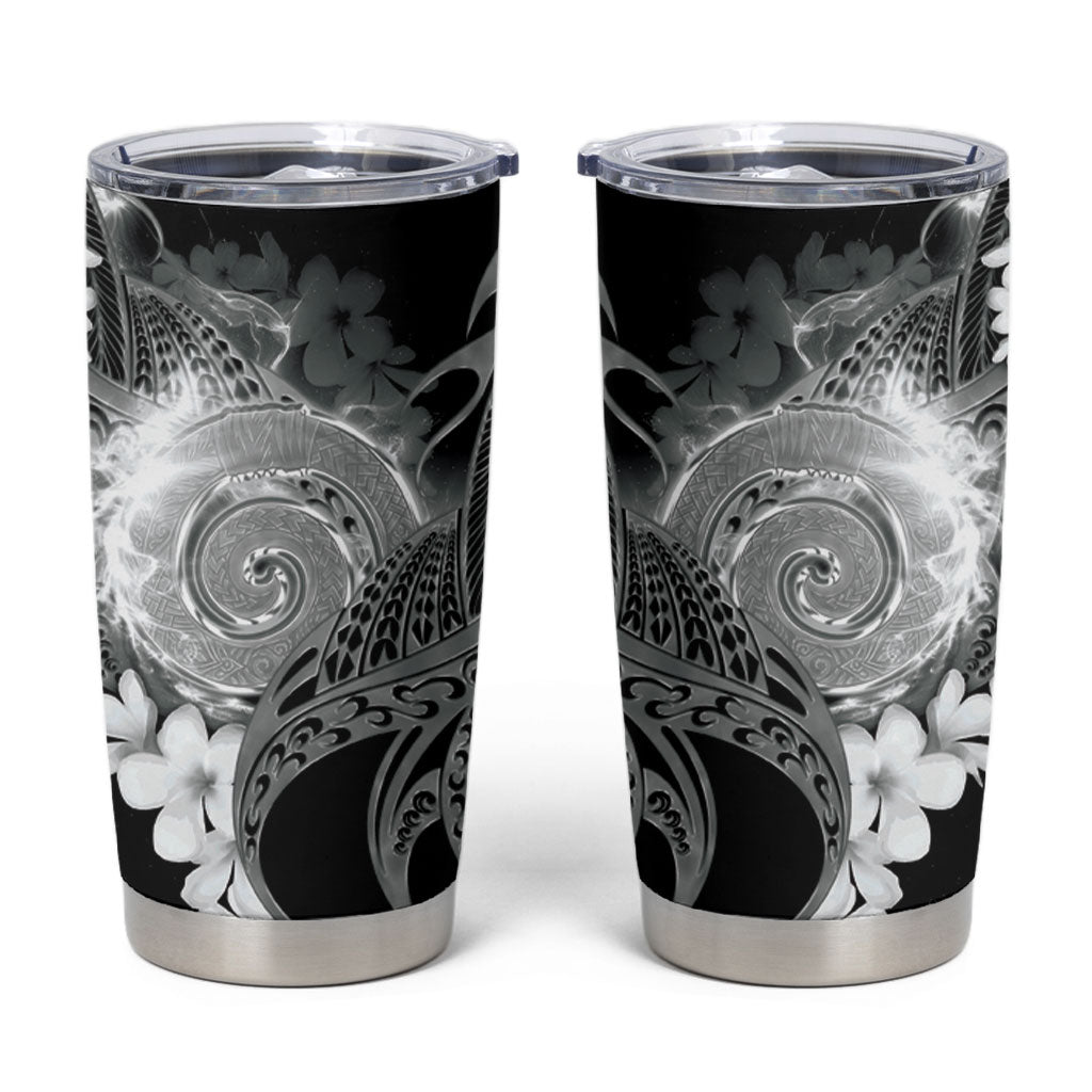 Piko Hawaiian Tumbler Cup Monochrome Galaxy Spiral Plumeria Tribal Patterns DT05 Black - Polynesian Pride