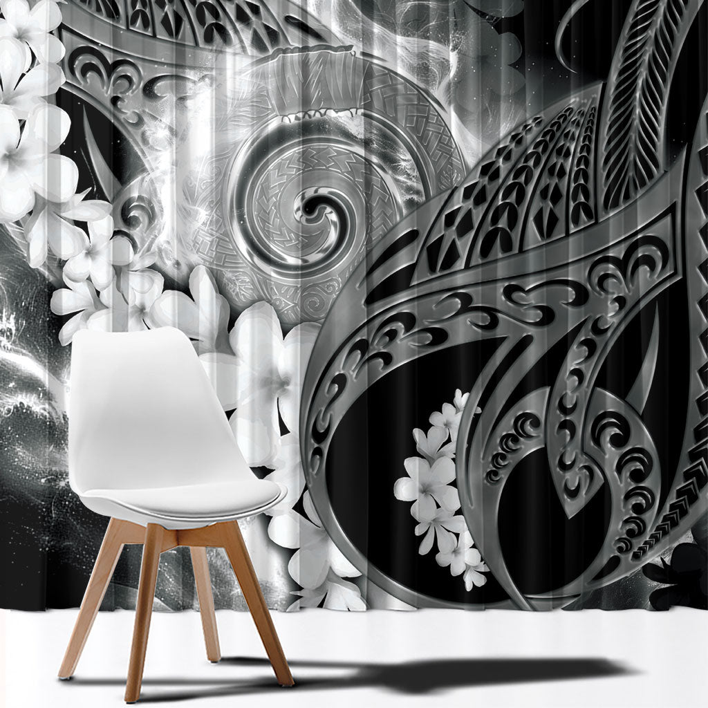 Piko Hawaiian Window Curtain Monochrome Galaxy Spiral Plumeria Tribal Patterns DT05 - Polynesian Pride