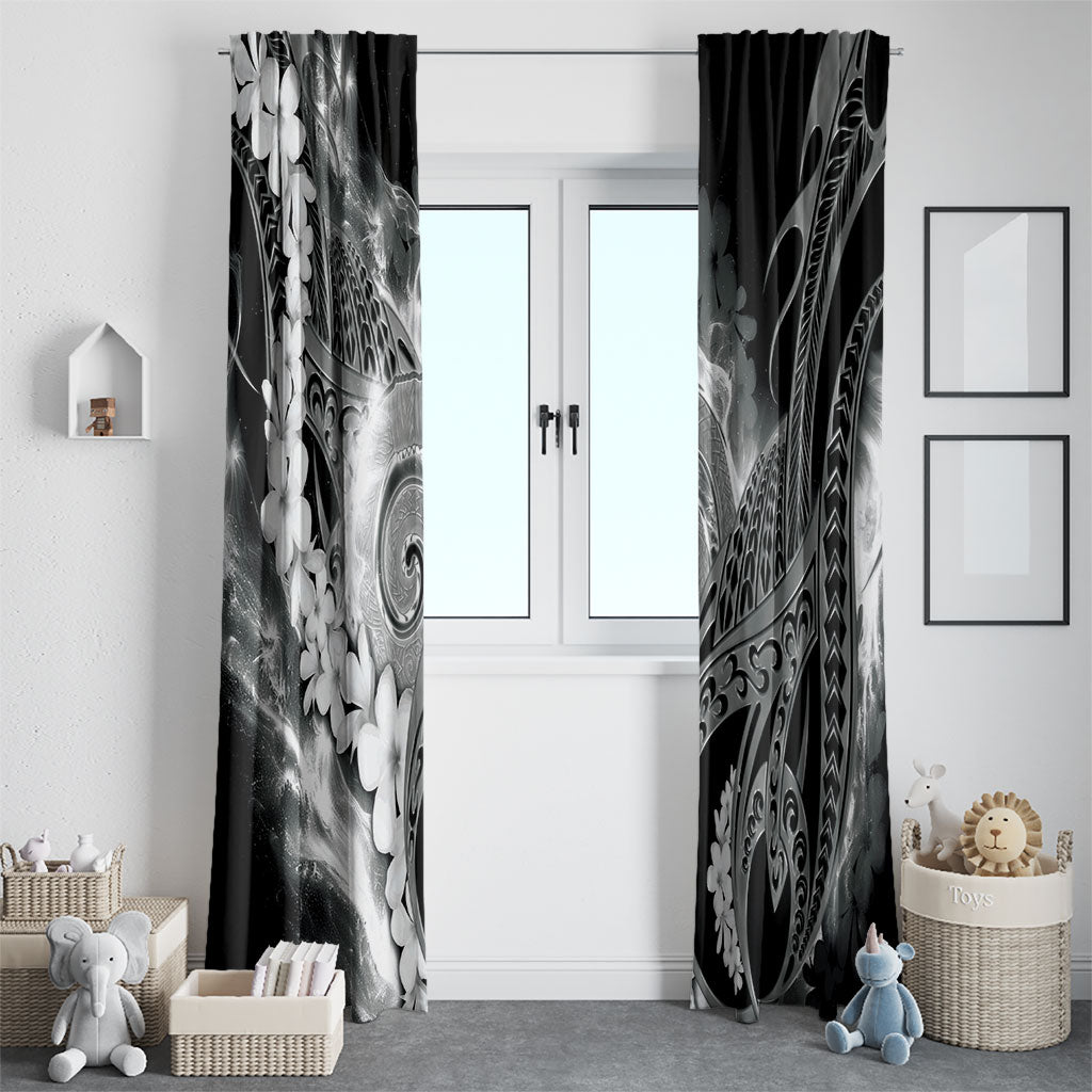 Piko Hawaiian Window Curtain Monochrome Galaxy Spiral Plumeria Tribal Patterns DT05 - Polynesian Pride