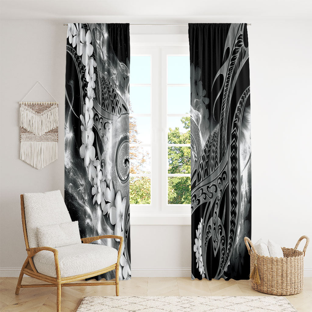 Piko Hawaiian Window Curtain Monochrome Galaxy Spiral Plumeria Tribal Patterns DT05 - Polynesian Pride