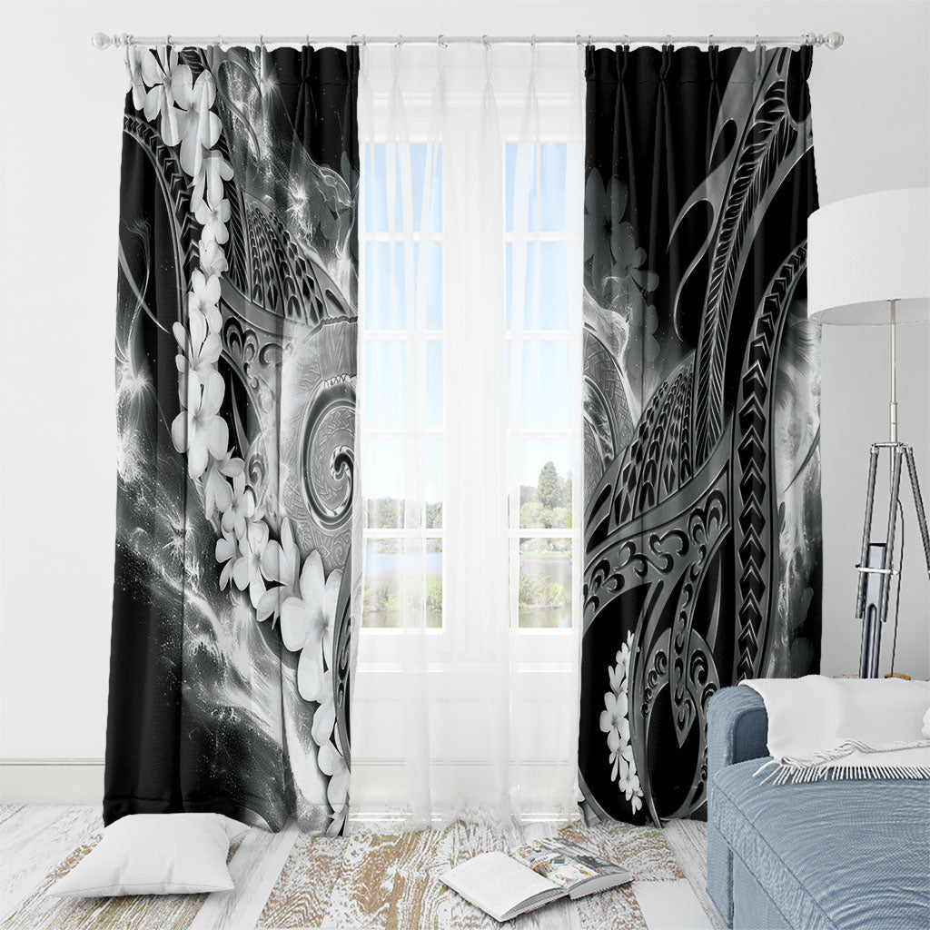 Piko Hawaiian Window Curtain Monochrome Galaxy Spiral Plumeria Tribal Patterns DT05 - Polynesian Pride