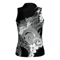 Piko Hawaiian Women Sleeveless Polo Shirt Monochrome Galaxy Spiral Plumeria Tribal Patterns DT05 - Polynesian Pride