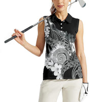 Piko Hawaiian Women Sleeveless Polo Shirt Monochrome Galaxy Spiral Plumeria Tribal Patterns DT05 - Polynesian Pride